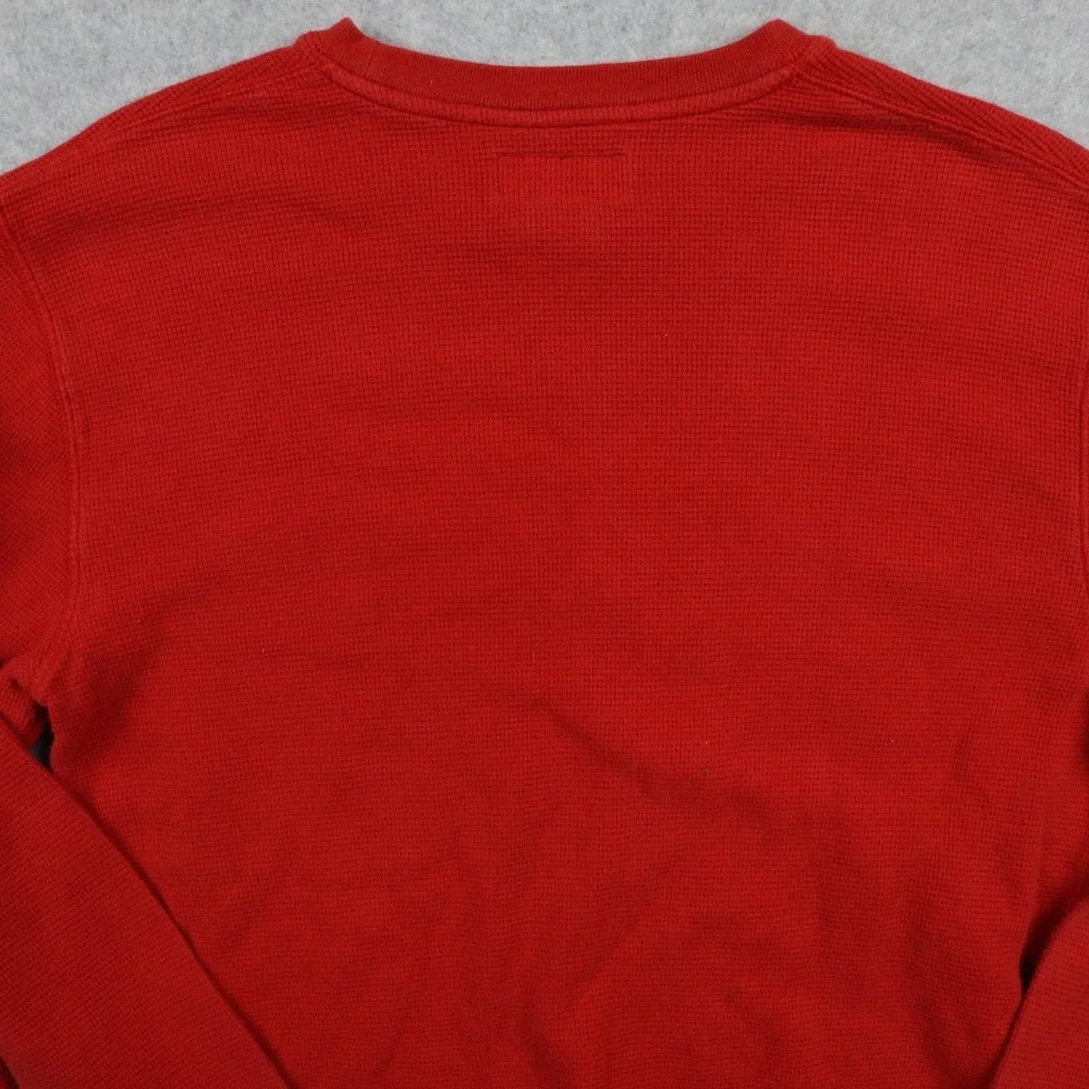 Polo Ralph Lauren Shirt Mens Medium Thermal Waffle‎ Knit Pony Red Long Sleeve